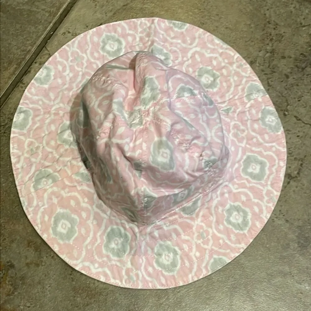 Pottery Barn Kids Pink Floral Cotton Hat Infant Size 6-12 Months Beach Vacation